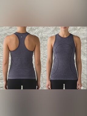 Lululemon Athletica Black Grape Women’s Rugby Stripe Tonal Tank Size 6
